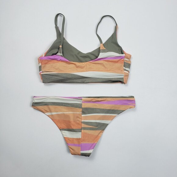 Prana Bikini Set Willow Falls Top & Gemma Bottom Sz Small Reversible Waves Print - Picture 15 of 16